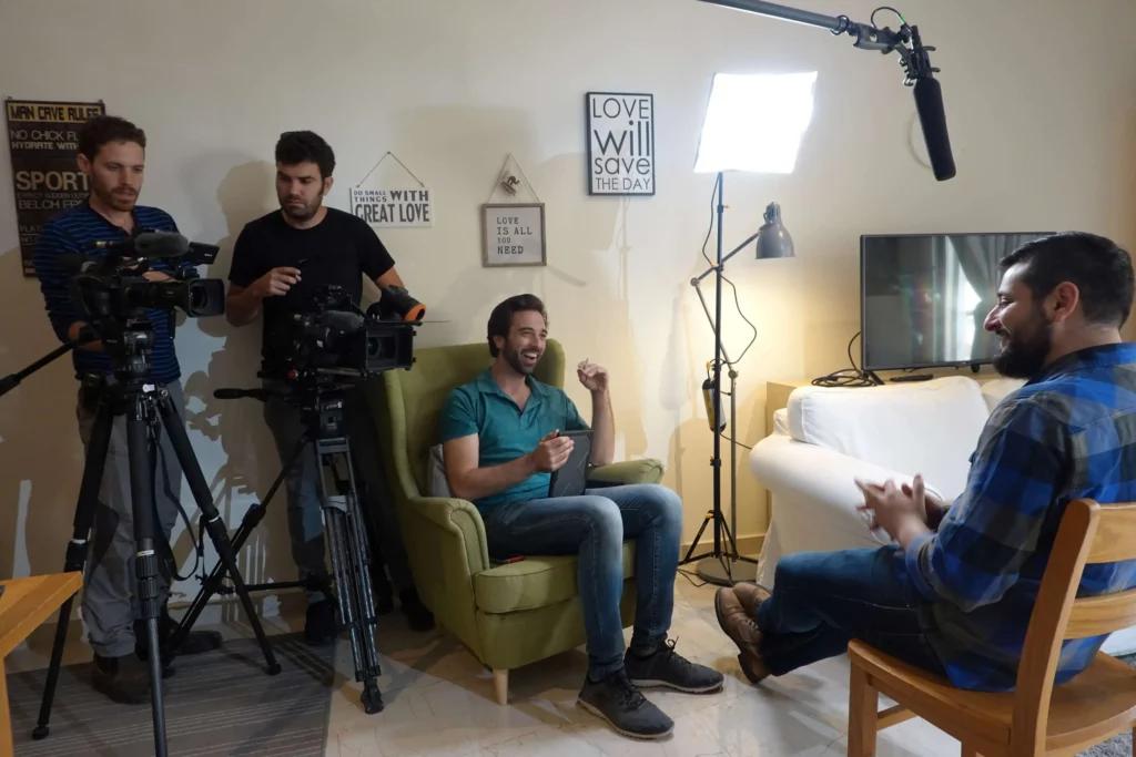 Kipp Creative crew on set during an interview shoot